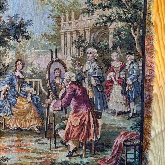 Belgium Tapestry Jardin Louis XV Motifs 2+3 ~ 20”x56” Victorian Dance Scene - Picture 5 of 15